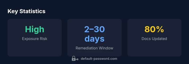 Infographic showing key statistics about default passwords and remediation timelines