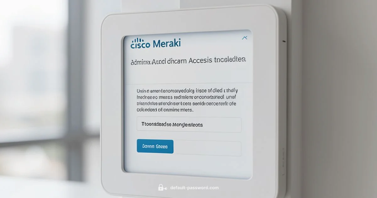 Meraki Admin Access - Default Password