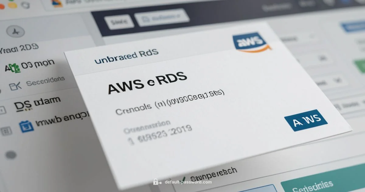 RDS Master Username RDS Master Username - Default Password