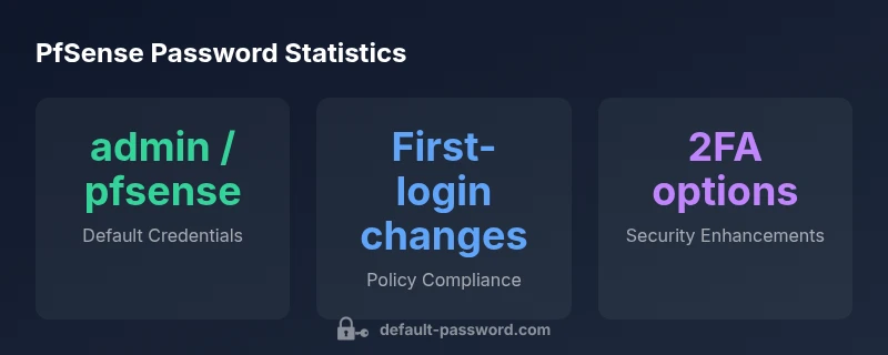 Infographic showing default credentials in pfSense and security best practices