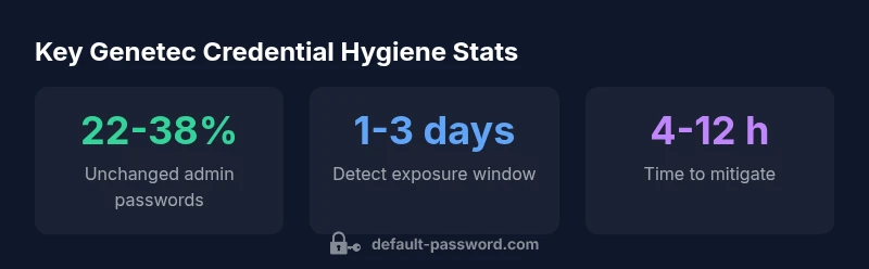 Infographic showing Genetec admin credential hygiene statistics