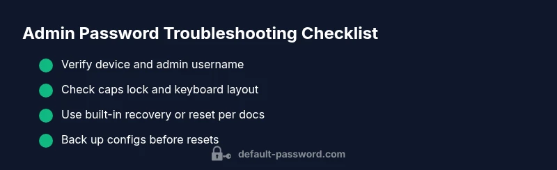 Checklist for resolving admin password issues on devices