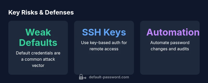 Infographic showing raspbian default password risks and security steps