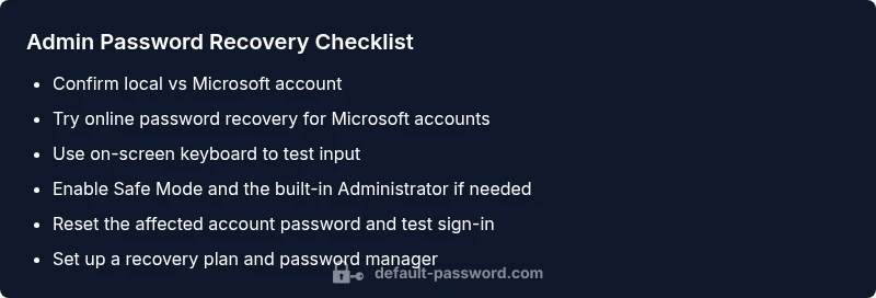 Checklist for recovering admin password on Windows 11