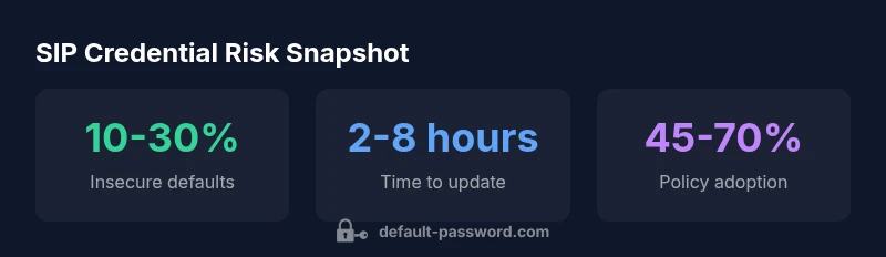 Infographic showing risks of default credentials and steps to secure SIP phones