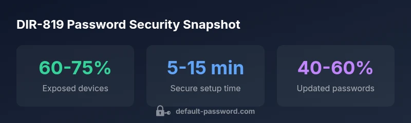 Infographic showing DIR-819 default password risks and secure setup steps